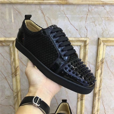 xiangtuibao Genuine Leather Flat Women Sneakers Rivet Colorful Fashion Flat Casual Shoes Men Sneakers Lace-up Spikes Real Leather Classics