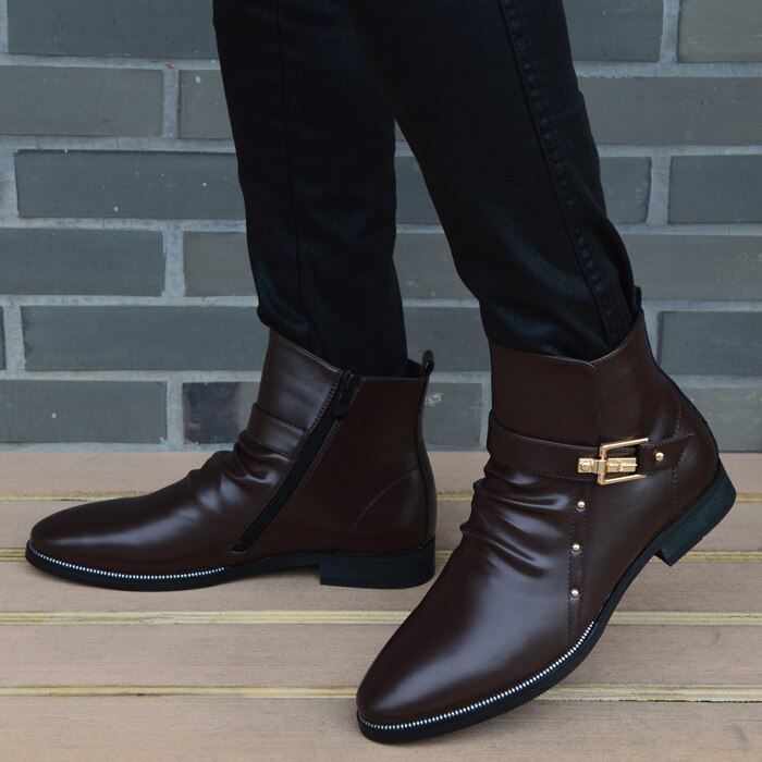 xiangtuibao New Fashion Men Boots Genuine Leather Men's British Autumn Winter Warm Plush Ankle Boots Man Casual shoes Zapatos man hombre