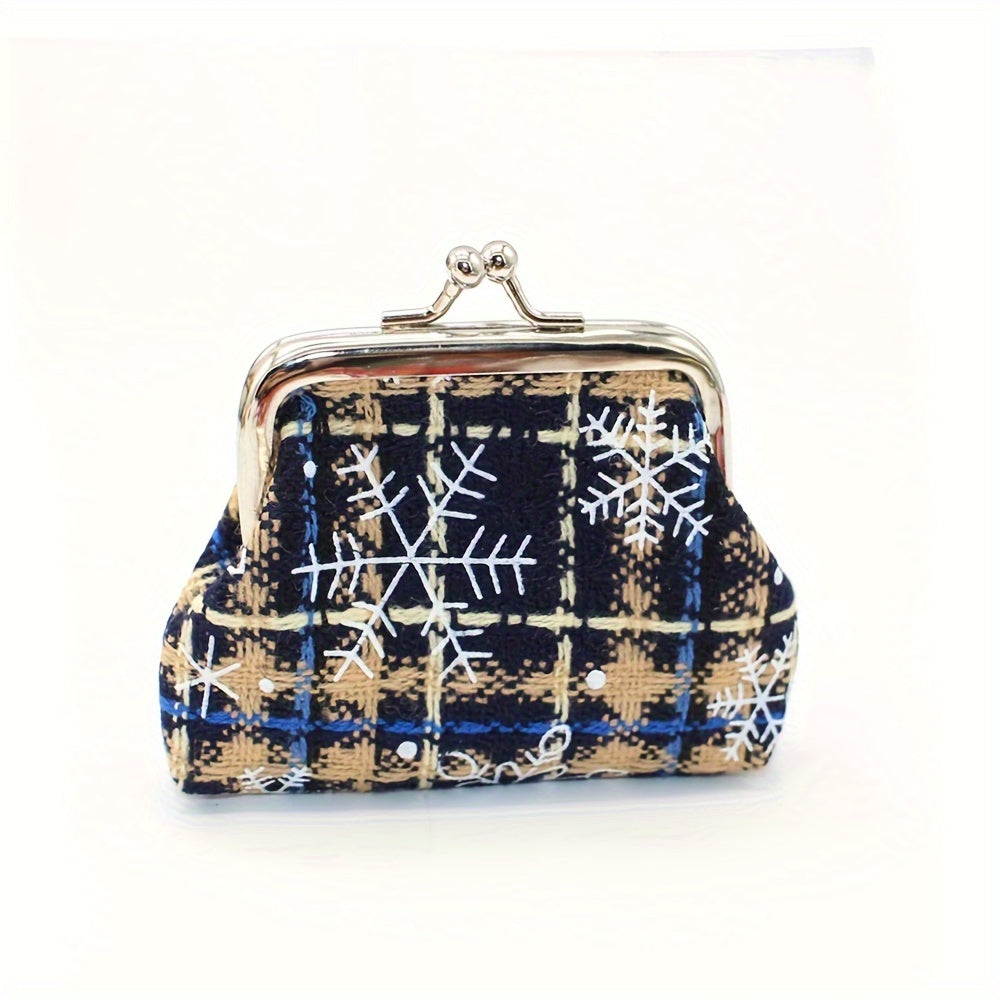 1pc Girl's Christmas Gift Bag, Snow Pattern Purse, Jewelry Storage Bag for stocking stuffers