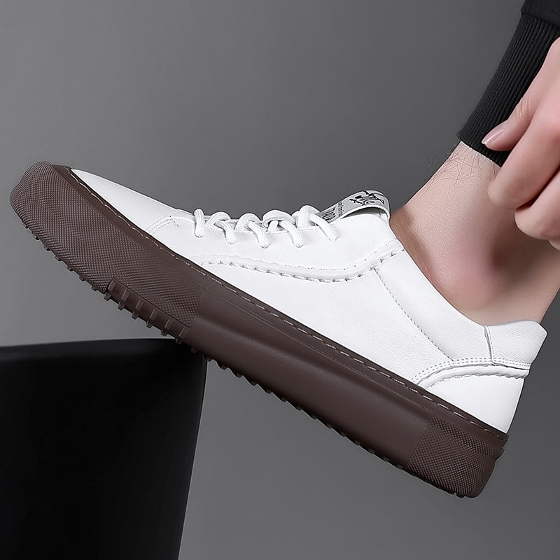 Spring Autumn Men Casual Lace-Up Sneakers Fashion Board Round Toe Comfy Shoes Men's Outdoor Walking Thick Bottom Sneakers