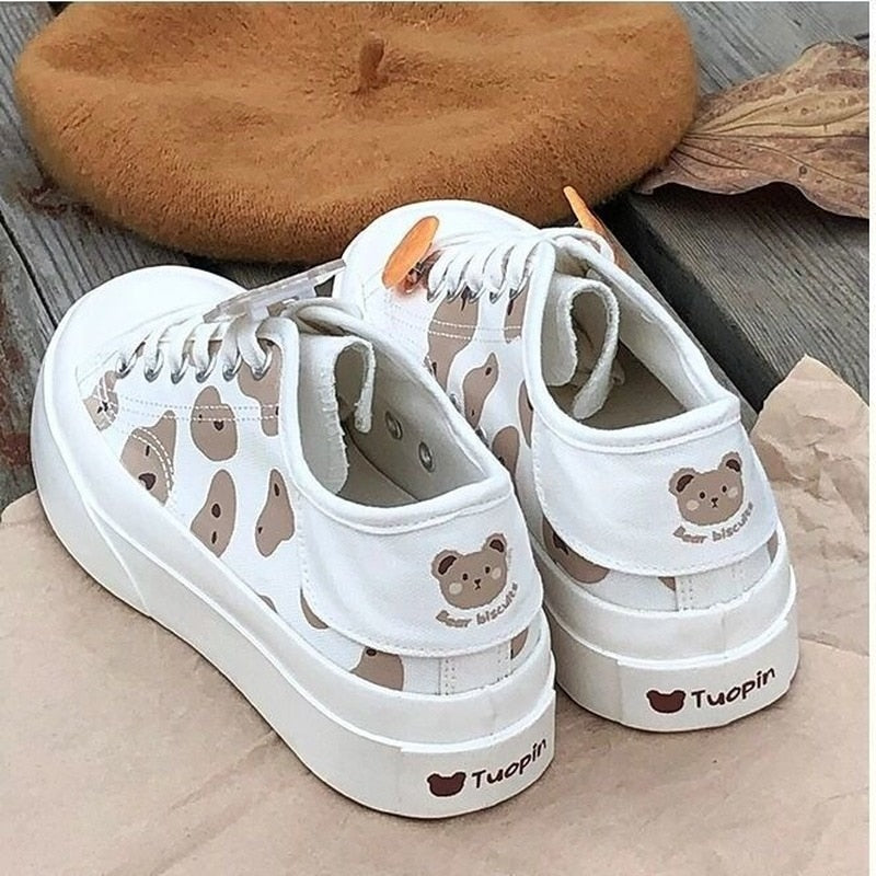 xiangtuibao Kawaii Shoes Women Sneakers White Platform Sports Flats Tennis Girly Cute Causal Loli Female Trainer Print