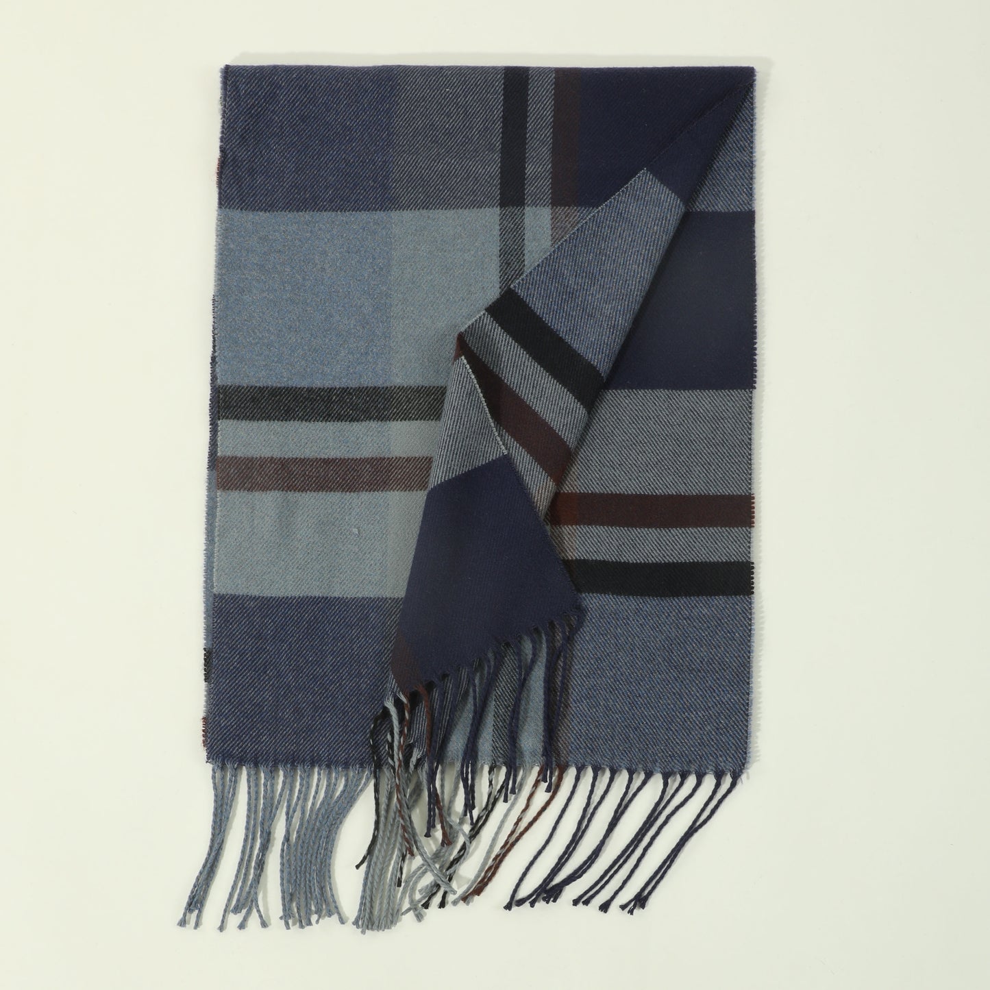 1pc Men's Fashion Retro Style Autumn And Winter Multi-color Plaid Stripe Tassel Warm Scarf Shawl For Daily OOTD