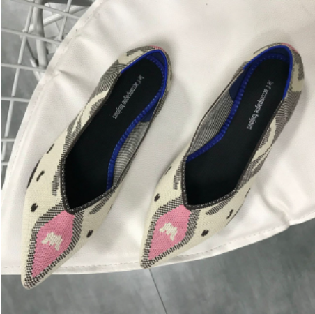 Pointed Toe flats Ladies flat Shoes Comfortable Ballet Knit De Mujer Loafers Autumn Gestante Boat Shoes Soft Bottom Women's Shoe