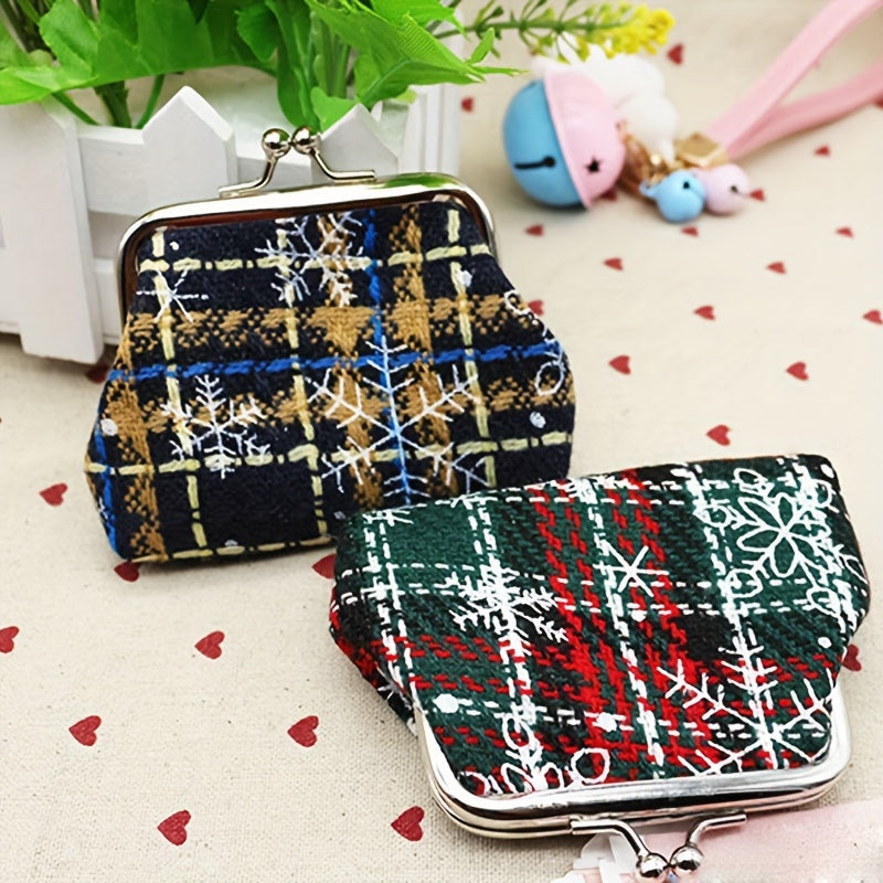 1pc Girl's Christmas Gift Bag, Snow Pattern Purse, Jewelry Storage Bag for stocking stuffers