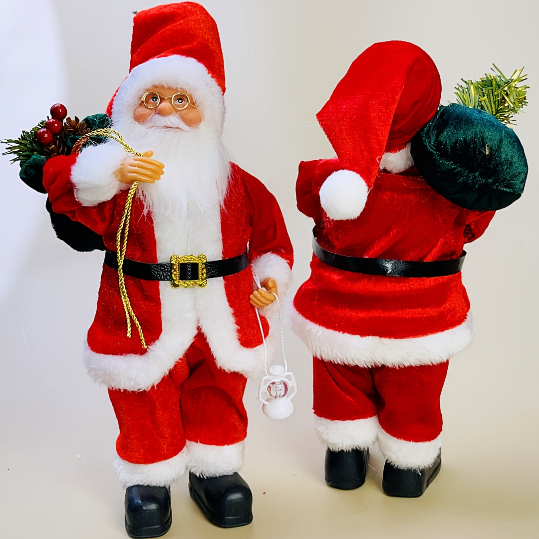 12-Inch Adorable Santa Claus Figurine - Vibrant Polyester Christmas Decoration for Holiday Parties, Events, and Home Display with Festive Red Hat and Beard