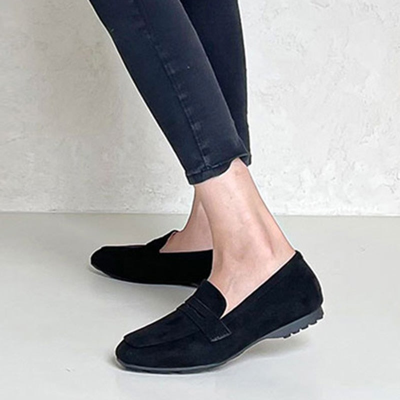 Faux Suede Casual Loafers Single Shoes Women Summer Autumn Fashion Slip on Shoes Girls Moccasin Mules Office Ladies Flats