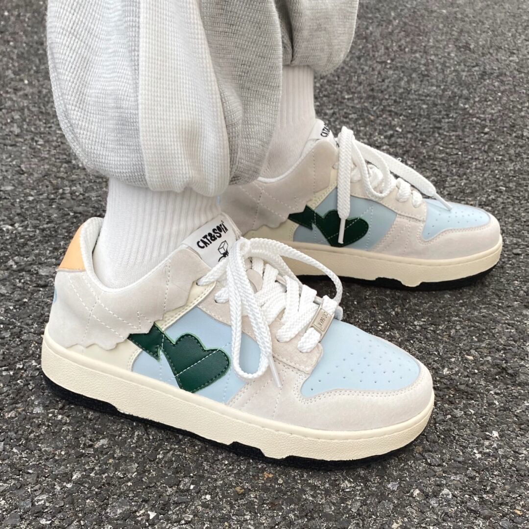 HOUZHOU Sneakers Women's Love Spring Korean Platform Casual White Sports Flat Shoes Harajuku Tennis Vulcanize Rubber Basket