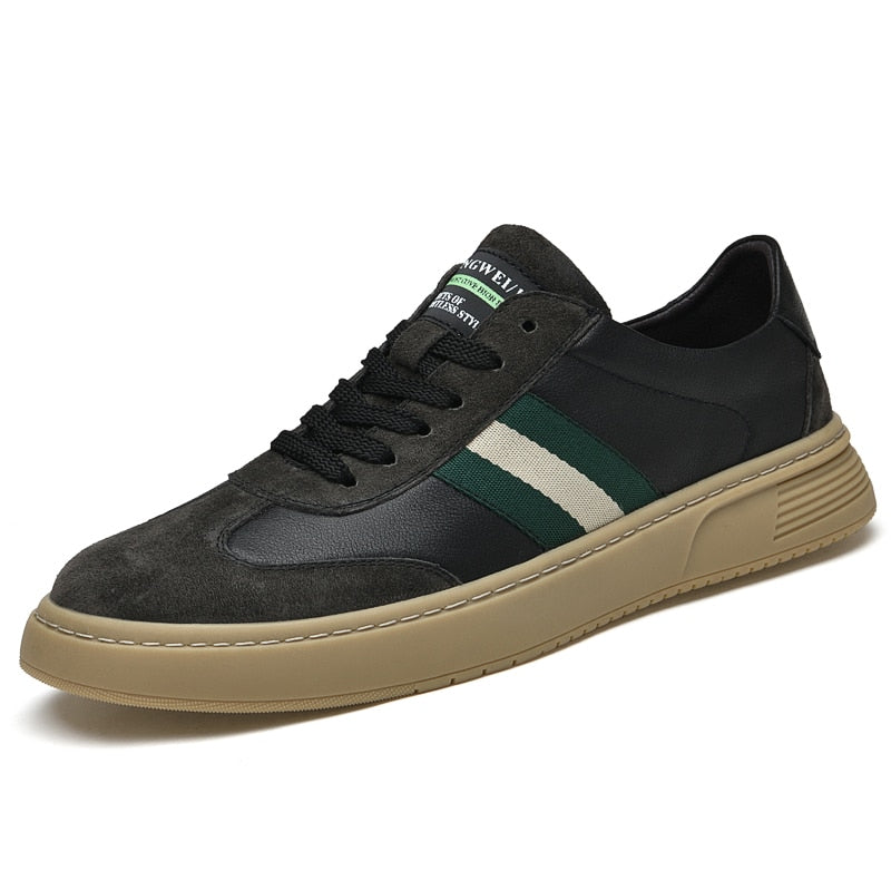 Spring Autumn Men Sneakers Genuine Leather Men Casual Shoes Mens Fashion Breathable Sneakers Comfy Non-slip Board Flat Shoes