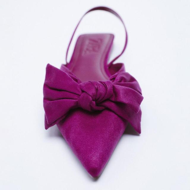 xiangtuibao Autumn New Women's Shoes Rose Red Bow Decorated Flat Muller Shoes Bownot Slingbacks