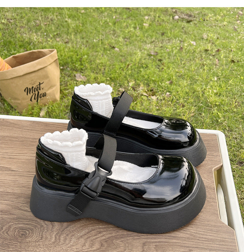 Platform Flats Women Patent Leather Casual Lolita Shoes Female Chunky Heel Vintage Mary Jane Flats Fashion Loafers