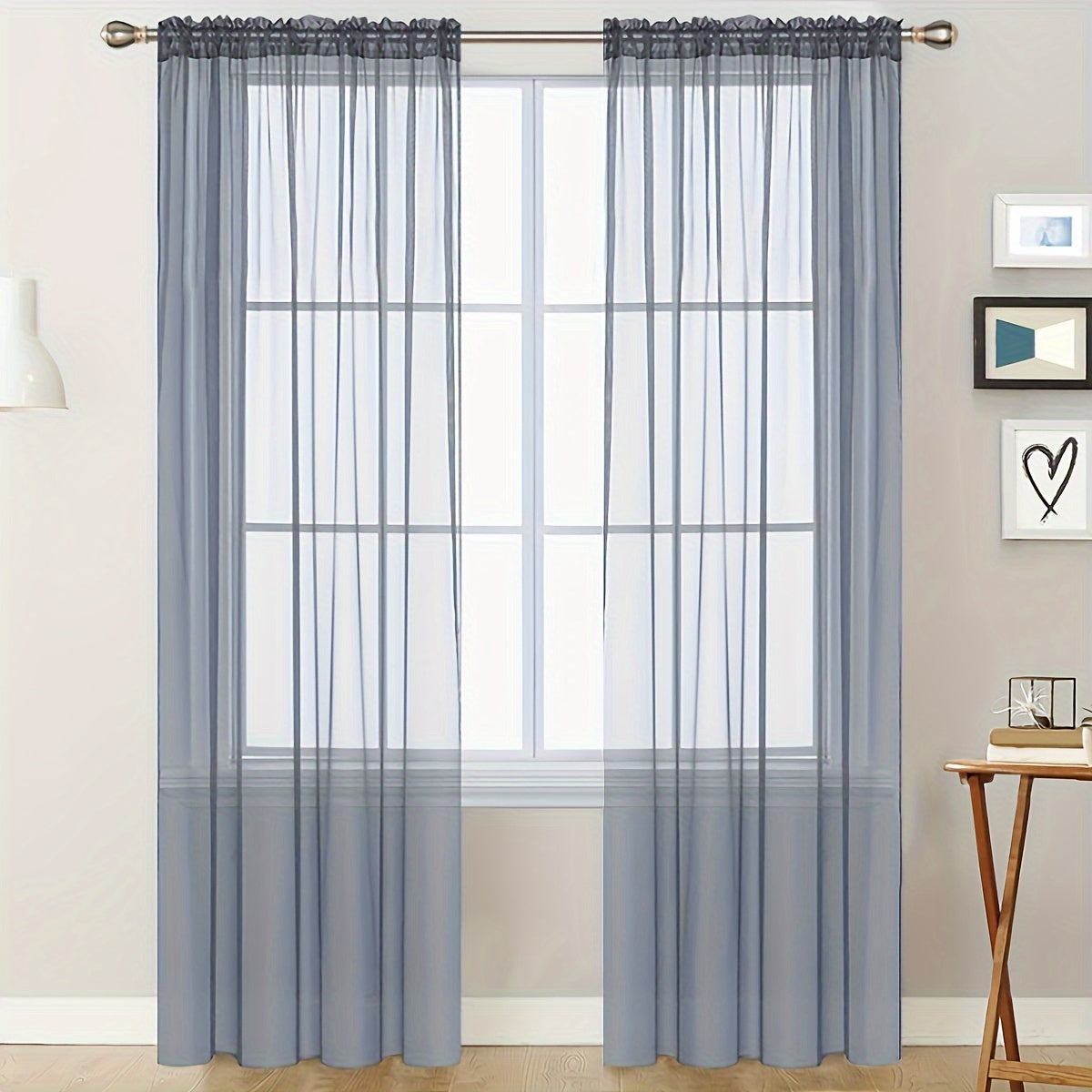 2pcs Yarn Curtain Rod Pocket Sheer Curtains For Bedroom Living Room Decoration Solid Color Curtain Home Decor