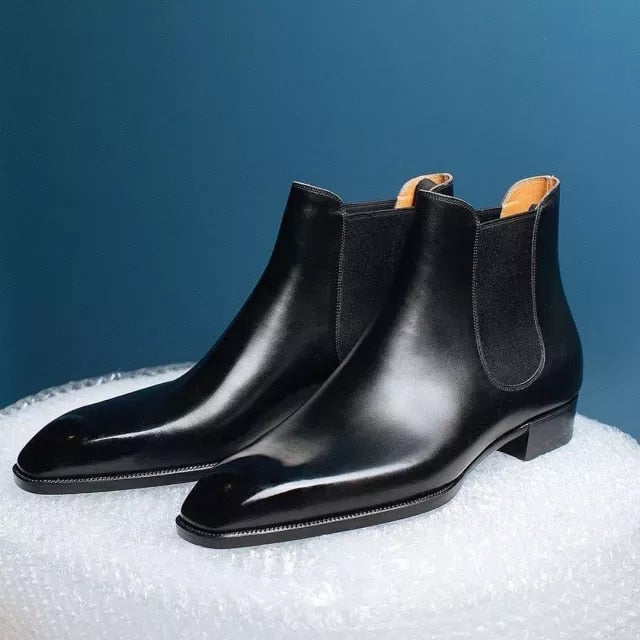 Men's Boots New Fashion Pu Leather Slip-on Chelsea Boot Male Casual Business British Style Dress Shoes Zapatos Para Hombre KA005