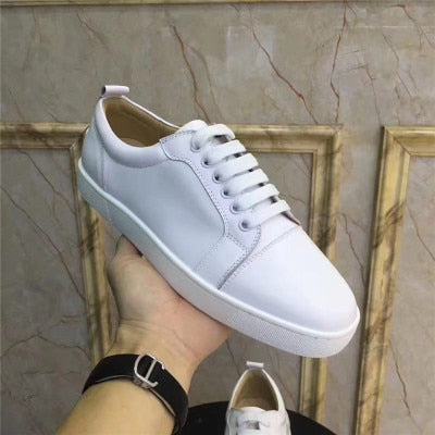 xiangtuibao Genuine Leather Flat Women Sneakers Rivet Colorful Fashion Flat Casual Shoes Men Sneakers Lace-up Spikes Real Leather Classics