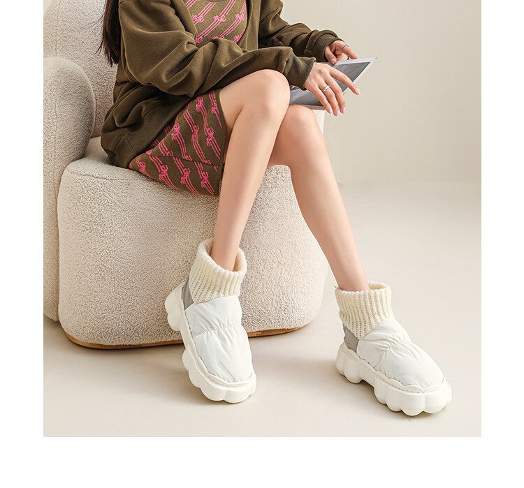 xiangtuibao Winter Boots for Women Chunky High Heels Ladies Shoes Thick Platform Waterproof Comfortable Soft Warm Fur Female Snow Boot
