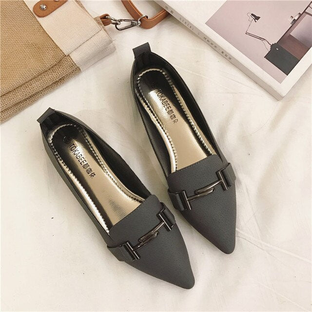 Flat Shoes Flat With Soft Bottom Spring New Single Women's Black Scoop Shoes Casual Large Size Women's Shoes