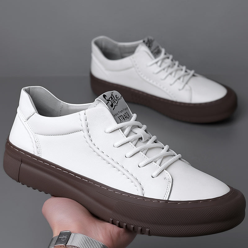 Spring Autumn Men Casual Lace-Up Sneakers Fashion Board Round Toe Comfy Shoes Men's Outdoor Walking Thick Bottom Sneakers