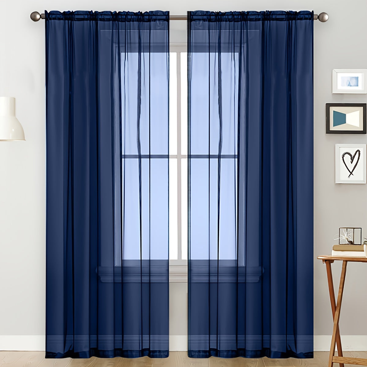 2pcs Yarn Curtain Rod Pocket Sheer Curtains For Bedroom Living Room Decoration Solid Color Curtain Home Decor
