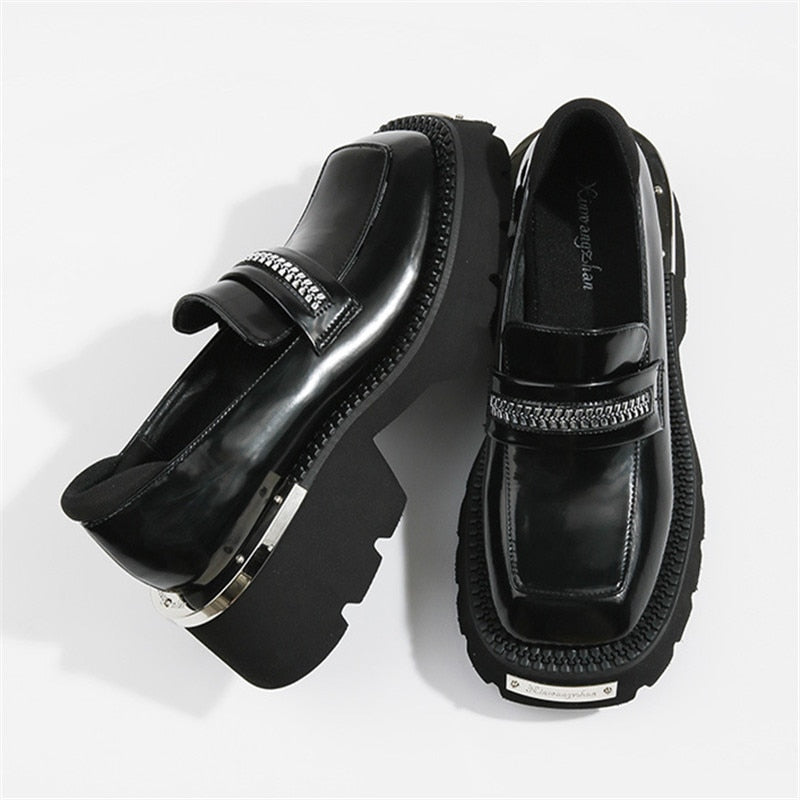 xiangtuibao Women Pumps Thick Sole Platform Low Heel Shoes for Woman Slip-on Espadrilles Chunky Heel Leather Dress Creepers Casual Loafers