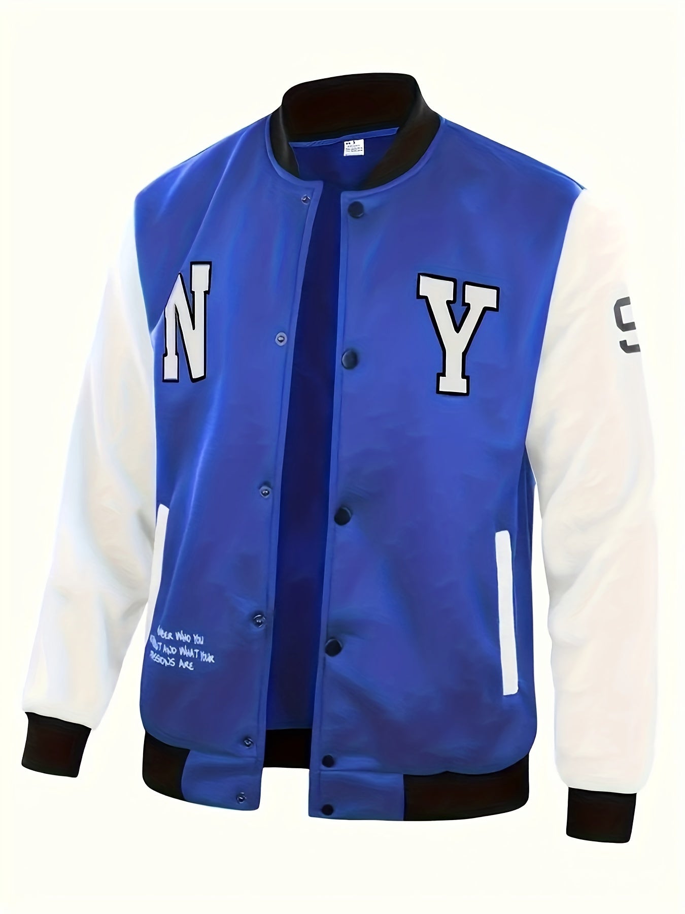 Mens Classic LA Print Varsity Jacket - Stylish Color Block Design - Durable Button Up for Spring/Fall - Trendy College Baseball Style