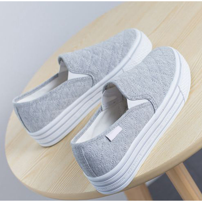 xiangtuibao Women Flat Shoes Platform Cotton Loafers Elastic Shallow Casual Ladies Sneakers Soft Vulcanized Shoes Female Autumn New