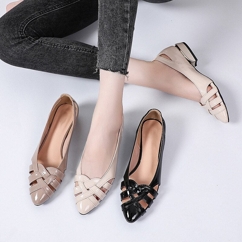 Women Flats Hollow Out Slip On Shallow Ladies Shoes Pointed Toe Casual Woman'S Shoe Summer Fashion Low Heels Plus Size New