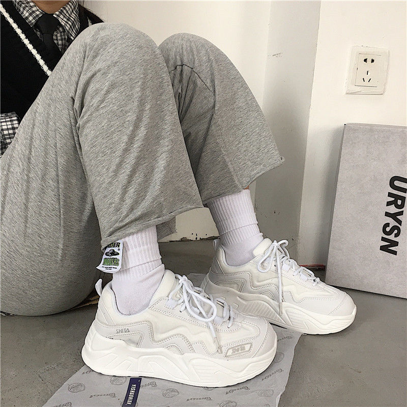 xiangtuibao White Shoes For Women Autumn New Design Women's Platform Sneakers Height Increasing Ladies Sport Shoes 41 42 43 Plus Size