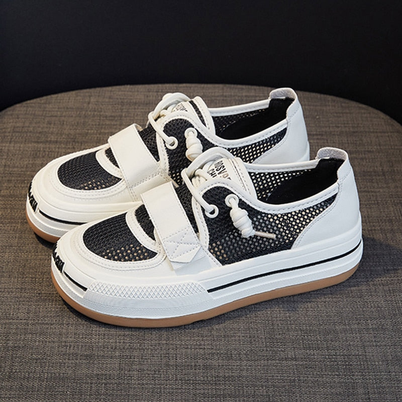xiangtuibao Summer New Womens Sneakers Mesh Breathable Platform Shoes Fashion Woman Vulcanize Shoes Low Top Mixed Colors Casual Shoes