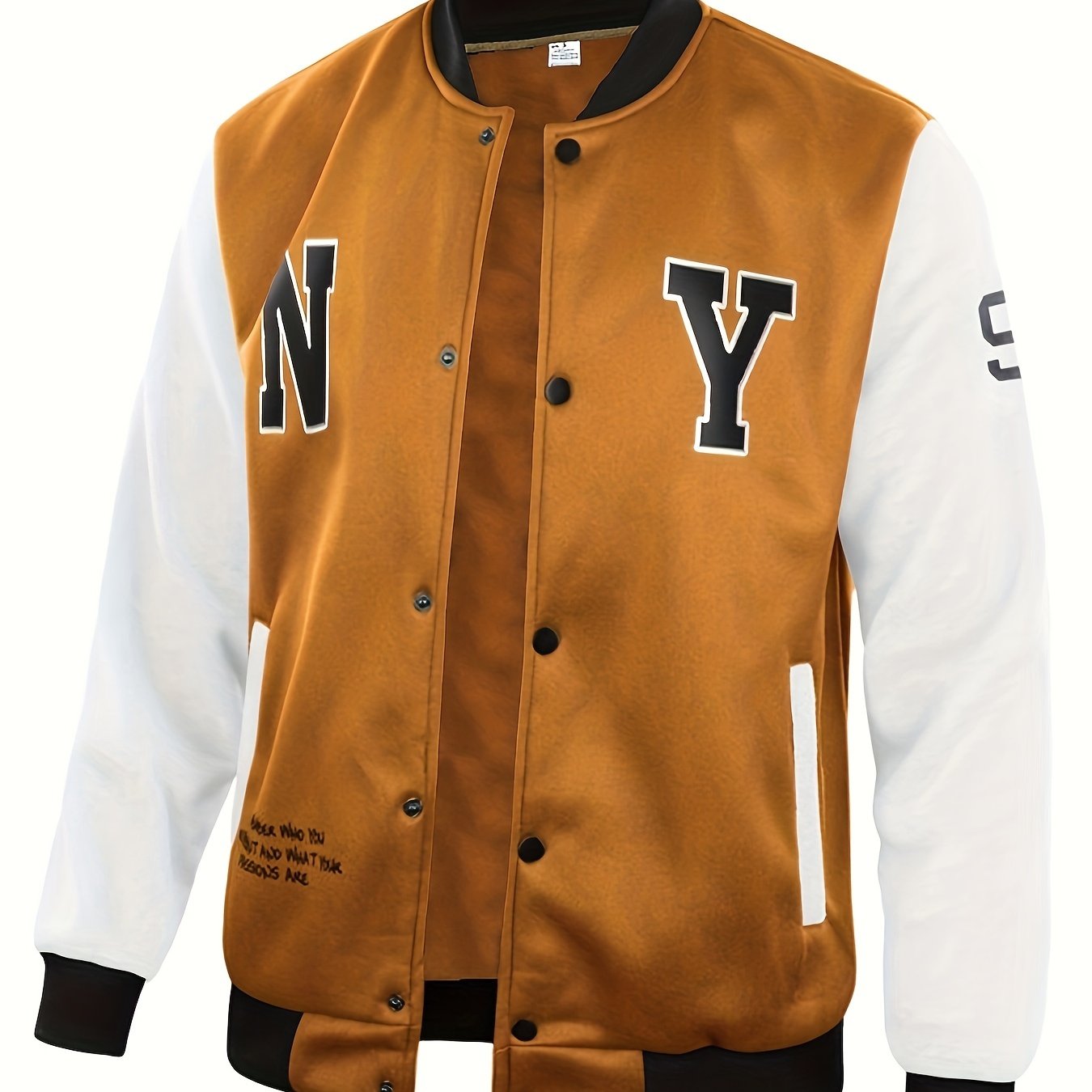 Mens Classic LA Print Varsity Jacket - Stylish Color Block Design - Durable Button Up for Spring/Fall - Trendy College Baseball Style