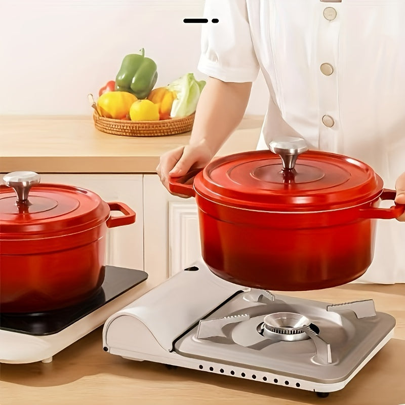 1pc, Premium Enameled Dutch Oven Pot - Heavy-Duty, Non-Stick, Multifunctional Cookware for Home Kitchen - 9.4'' Large Capacity, Durable Cast Aluminum Construction, Easy Cleaning, Versatile Cooking, Kitchen Essentials
