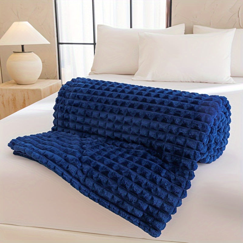Contemporary Reversible Plaid Flannel Fleece Throw Blanket - Soft Skin-Friendly, All-Season, Machine Washable, Multipurpose, Pet Blanket - 100% Polyester, Woven, 1pc