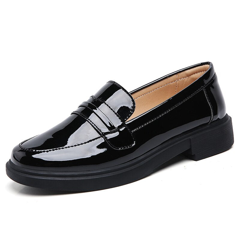 Fashion White Women Loafers Shoes for Women Chic Platform Leather Slip on Loafers Korean Fashion Flats Black New Office Shoes !