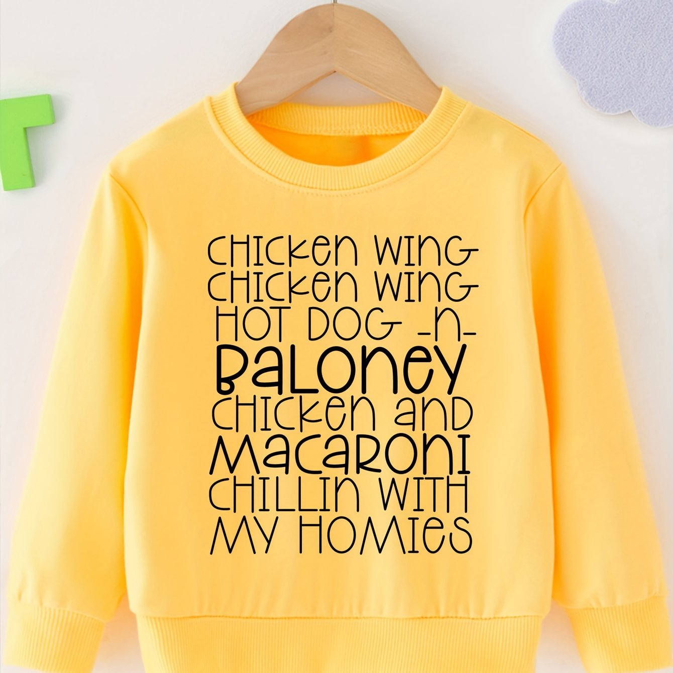 Stylish Letter Full Print Boys Casual Creative Pullover Sweatshirt, Long Sleeve Crew Neck Tops, Kids Clothing Outdoor