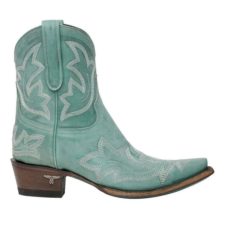 xiangtuibao Embroidery Botas Mujer Faux Leather Cowboy Ankle Boots For Women Wedge High Heel Boots Snake Print Western Cowgirl Boots