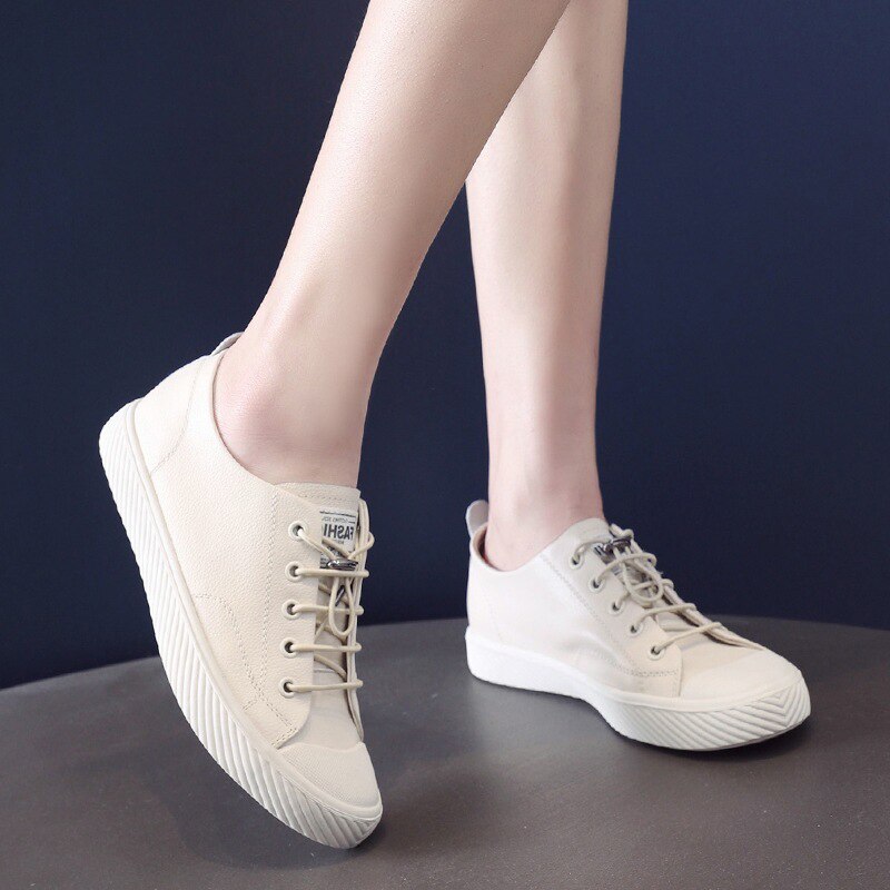 xiangtuibao Fashion Cowhide Sneakers Women Casual Breathable Walking Shoes Flat Sport Shoes Genuine Leather Vulcanized Shoes Spring