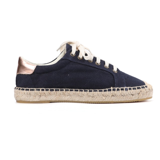 Zapatillas Mujer Tienda Soludos Women's Lace-up Espadrilles Casual Platform Sneakers Sewing Wedges Shoes For Flat Round Hemp