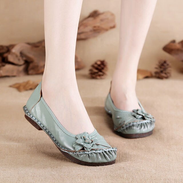 Women Genuine Leather Shoes Female Brand High Quality Comfort Flats Mom Casual Summer Shoes Fashion Oxford Flats
