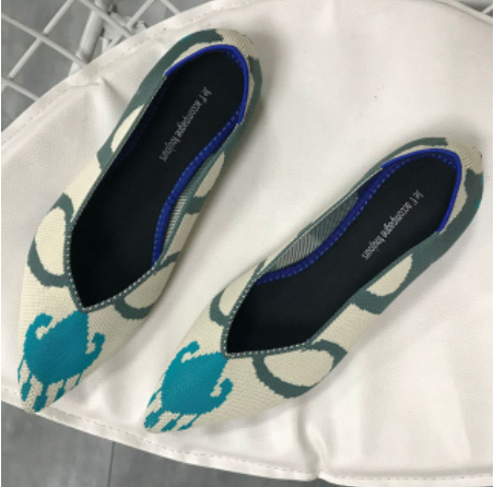 Pointed Toe flats Ladies flat Shoes Comfortable Ballet Knit De Mujer Loafers Autumn Gestante Boat Shoes Soft Bottom Women's Shoe