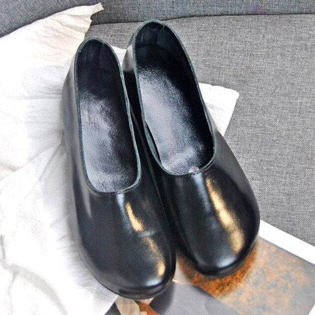 Light Mouth Single Shoes Women's Flat Bottom Candy Color Scoop Shoes Round Head Leather Casual Simple Shoes Zapatos Mujer