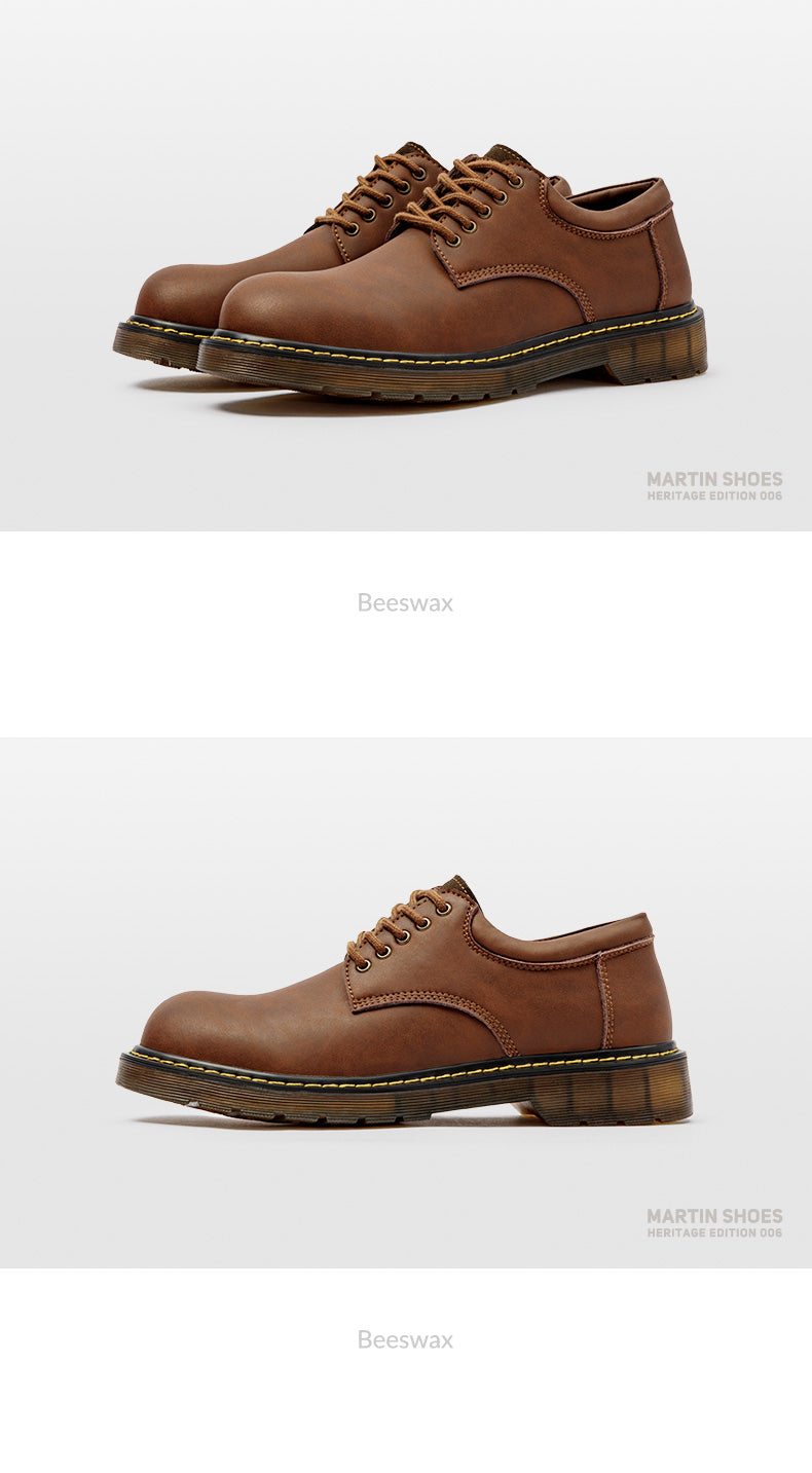 Maden Shoes Spring Autum New Leisure Leather Shoes Men's Trend Big Head Tide Shoes Men British Wind Low Help Shoes