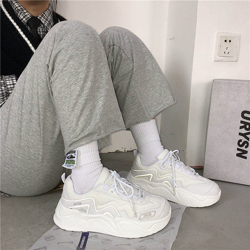 xiangtuibao White Shoes For Women Autumn New Design Women's Platform Sneakers Height Increasing Ladies Sport Shoes 41 42 43 Plus Size