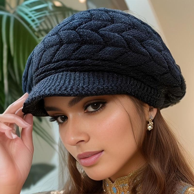 Warm Ribbed Knit Beret Beanie - Balaclavas for Women with Elastic Breathable Design, Solid Color, Coldproof and Winterproof Features - Soft, Stretchy, and Comfortable Headwear for Outdoor Activities