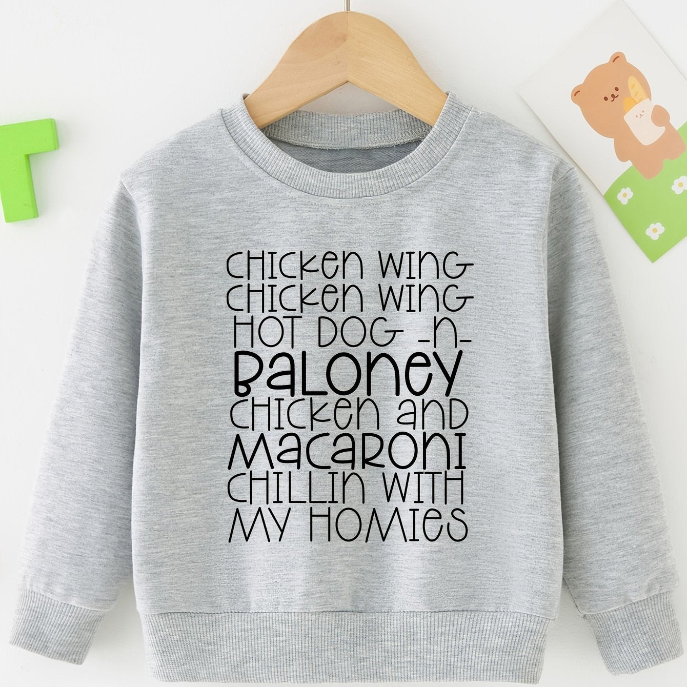 Stylish Letter Full Print Boys Casual Creative Pullover Sweatshirt, Long Sleeve Crew Neck Tops, Kids Clothing Outdoor
