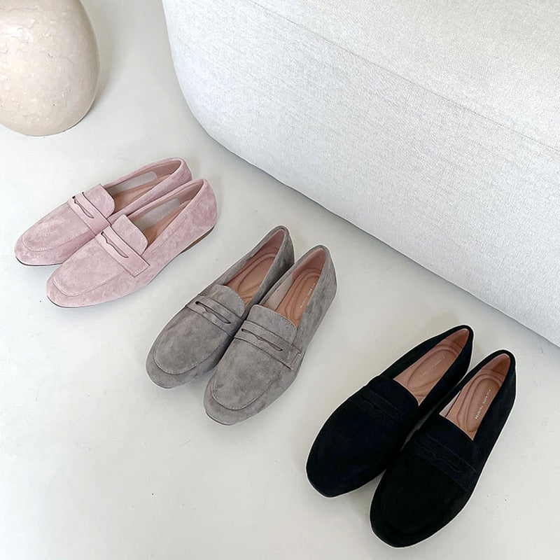 Faux Suede Casual Loafers Single Shoes Women Summer Autumn Fashion Slip on Shoes Girls Moccasin Mules Office Ladies Flats