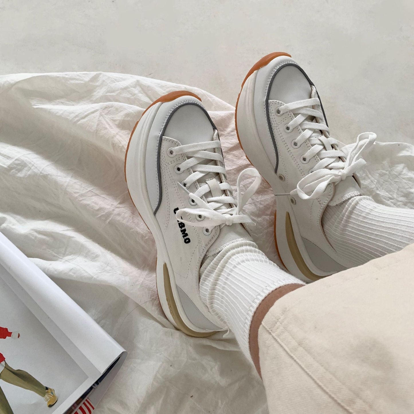 Low-top Women Single Shoes Thick-soled Candy Color Flats Female Canvas Shoes Spring Summer Platform Lady Sneaker