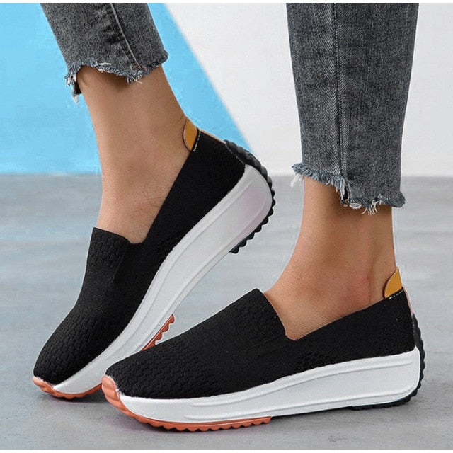 xiangtuibao Women Flat Shoes Platform Cotton Loafers Elastic Shallow Casual Ladies Sneakers Soft Vulcanized Shoes Female Autumn New