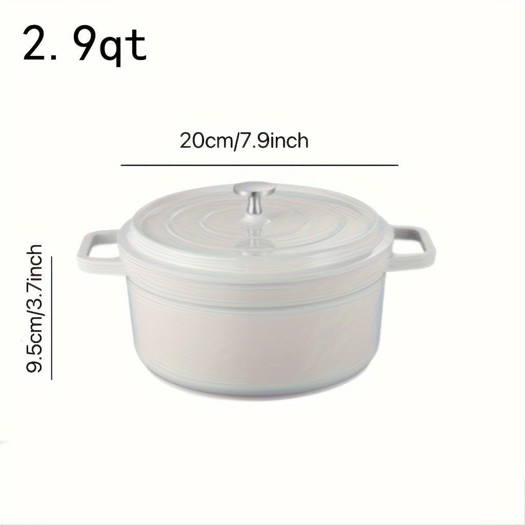 1pc, Premium Enameled Dutch Oven Pot - Heavy-Duty, Non-Stick, Multifunctional Cookware for Home Kitchen - 9.4'' Large Capacity, Durable Cast Aluminum Construction, Easy Cleaning, Versatile Cooking, Kitchen Essentials