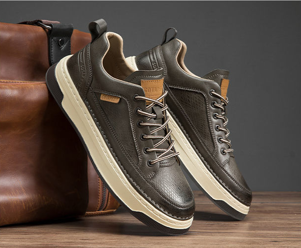 xiangtuibao Top Quality Genuine Leather Shoes Mens Sneakers Knit Collar Men's Casual Shoes Hollow Men Leather Shoes Zapatillas De Mujer