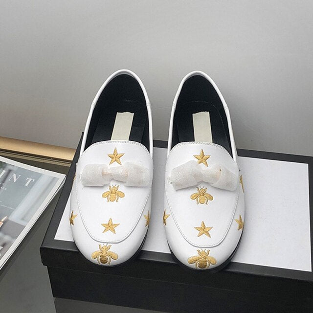 Women's Genuine Leather Loafers Mules Flat Bottom Low Heels Round Toe Autumn Brand Designer Ladies Shallow Casual Shoes
