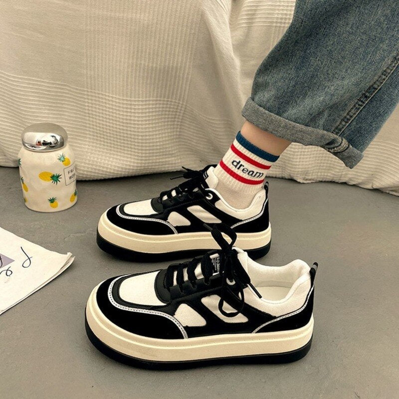 HOUZHOU Women Sneakers Harajuku Style New korean Student Sports Shoes Platform Casual Vulcanize Flat Canvas Lolita Tennis