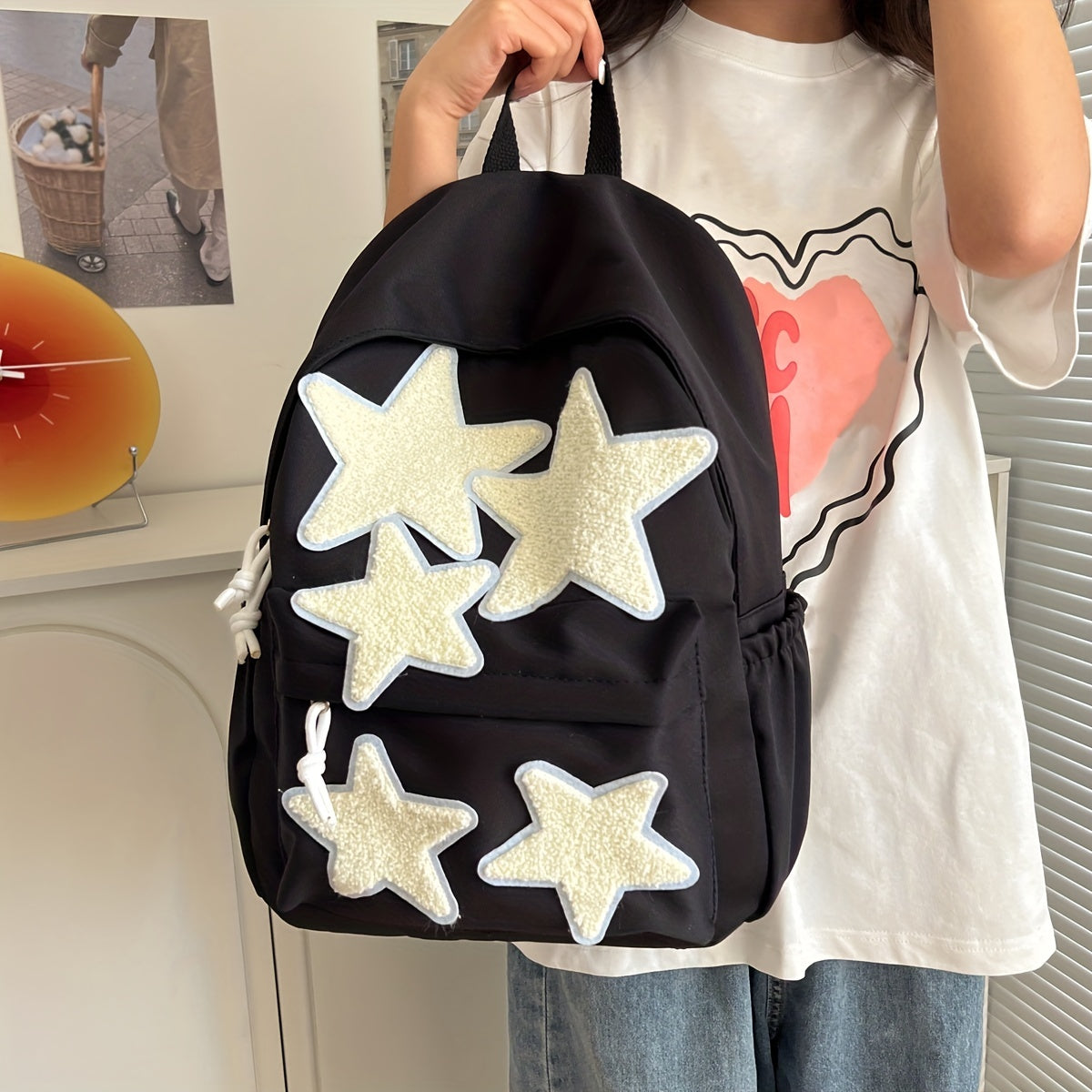 Kawaii Cute Preppy Backpack - Stylish Laptop Carrier with Spacious Compartments - Perfect for School, Travel, and Daily Adventures - Durable and Comfortable